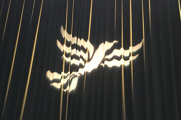 Lib Dem logo on curtains