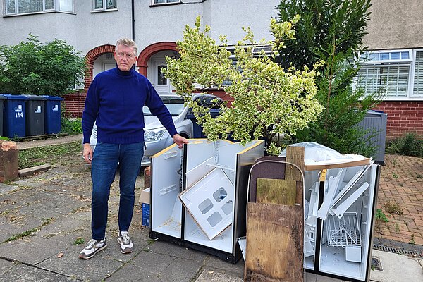 Hanger Hill Lib Dem Cllr Jonathan Oxley reporting fly-tipping.