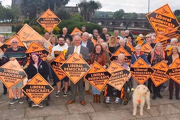 Group of North Devon Lib Dem volunteers with diamonds