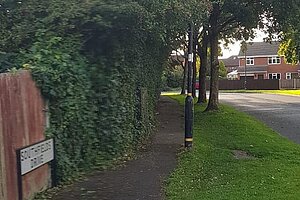 A now trimmed Southfield Drive footpath