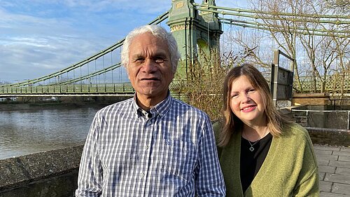 Roy and Nicola by the Hammersmith Bridge