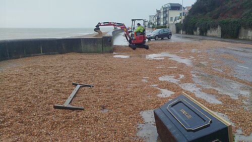 Storm Goretti damage on The Esplanade, Sandgate