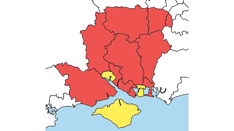 Map of Hampshire & The Solent area