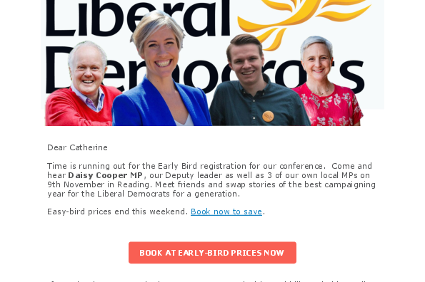 Early-bird offer finishes Friday - email to members & supporters 02/11/24
