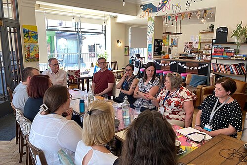 Ian Sollom and several other people at the PIP Forum in St Neots Citizens Hub