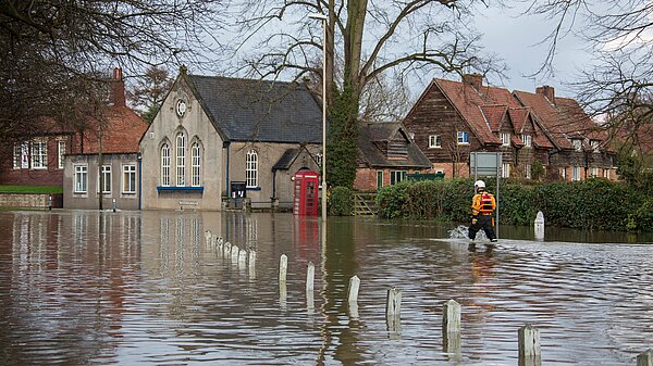 Flooding in a village