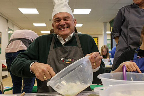 Ed Davey on a visit to a school