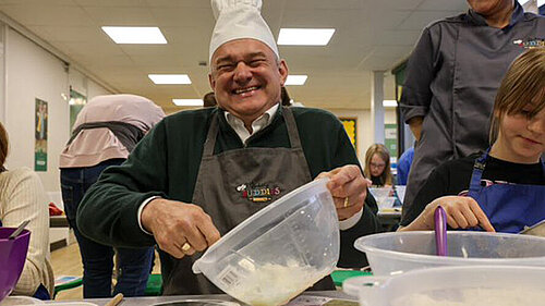 Ed Davey on a visit to a school