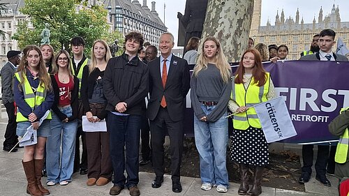 Gideon Amos joins schoolchildren in London calling for housing upgrades