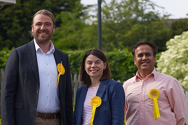 2 Cllrs in Tudor Ward with Sarah Olney MP.