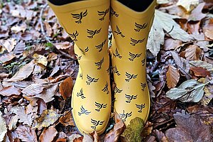 A willing volunteer's wellies