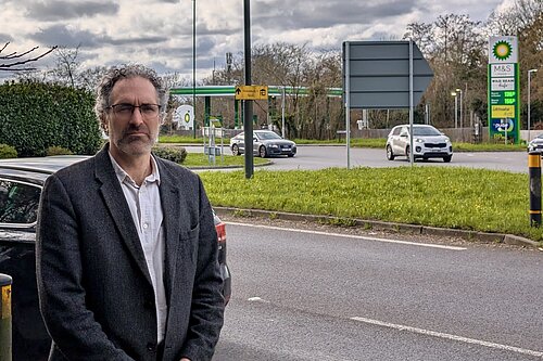 Cllr Sam Raby at Faygate Roundabout