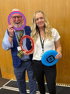 Cllr Moore and Cllr Batters with flying disc