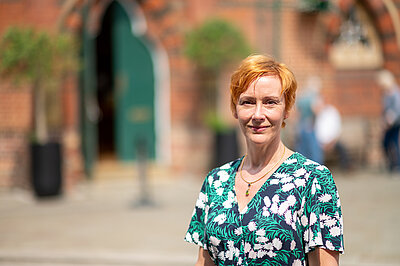 Lou Timlin outside Wokingham Town Hall