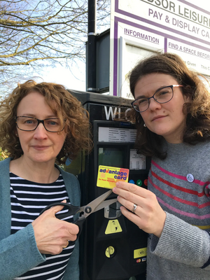 Karen Davies Amy Tisi Parking Advantage Card residents' discount