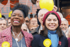 A group of happy Liberal Democrat Campaigners