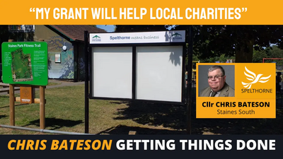 Spelthorne Liberal Democrat gives grant for new community noticeboard