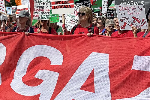 Protestors at a march for Gaza