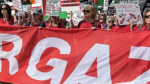 Protestors at a march for Gaza
