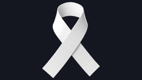 White Ribbon on black background