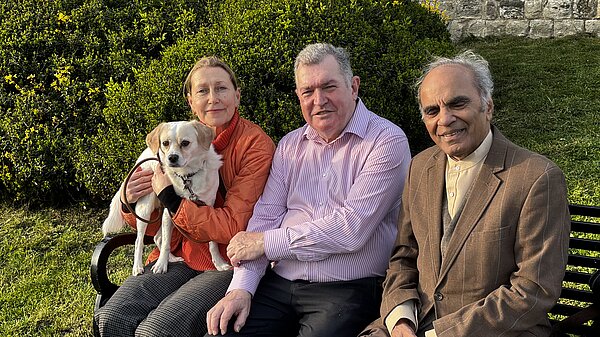 The Blackheath team with Aris the dog outside All Saint's Church