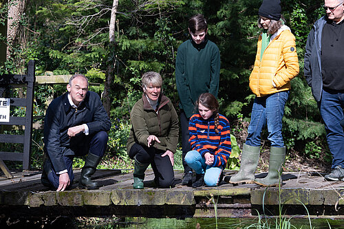 Pippa Heylings and Ed Davey at the River Mel 