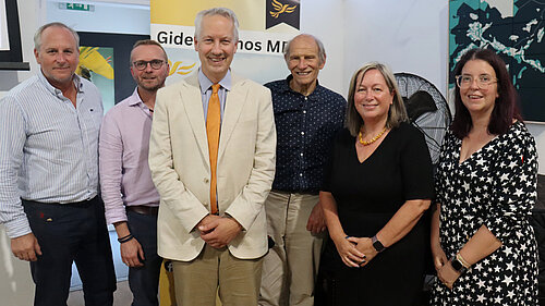 Public Meeting 'Why So Many Houses?' 17 July 2026, from left; Mike Rigby, Stephen Lodge, Gideon Amos, Phil Stone, Selina White, Federica Smith-Roberts