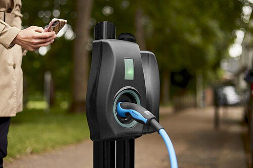 A roadside EV charger