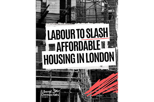 Graphic declaring Labour to slash affordable housing in London