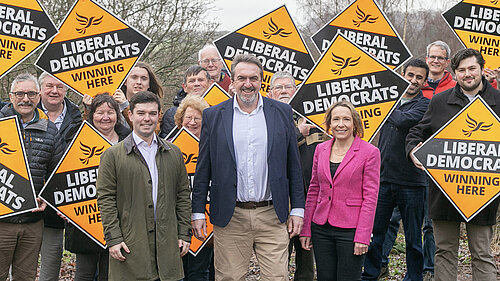 Matthew Green with campaigners at his launch