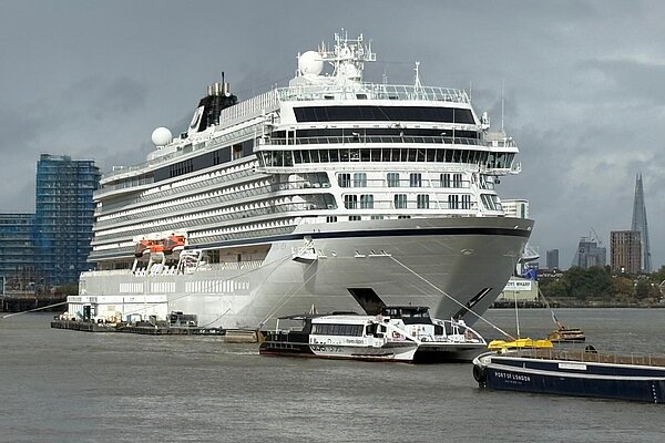 A cruise ship mooring in Greenwich