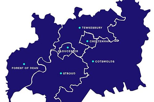 Gloucestershire map by council