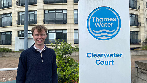 Henry Wright outside Thames Water HQ.