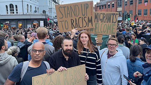 Liberal Democrats attend the anti-racism protest in Walthamstow