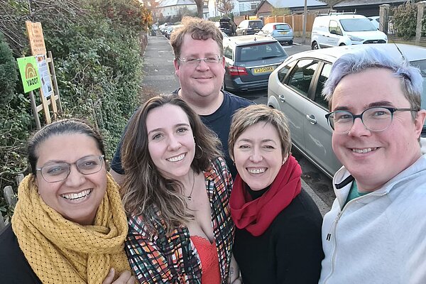 Tara Copeland with Lib Dem activists