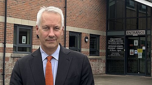 Taunton and Wellington MP Gideon Amos at Wellington Medical Centre