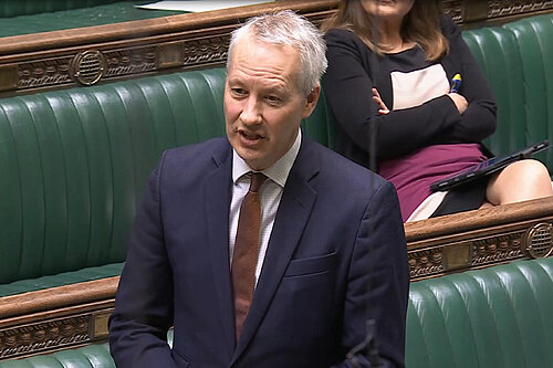 Gideon Amos MP for Taunton and Wellington speaking in the House of Commons