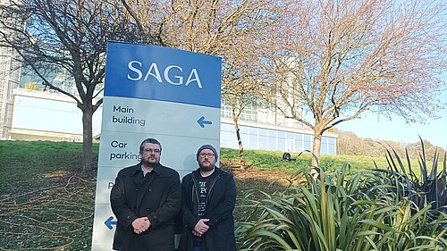 Tim Prater and Gary Fuller at Saga HQ in Enbrook Park