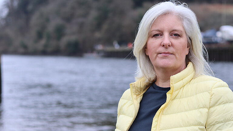 Caroline Voaden by the river Dart