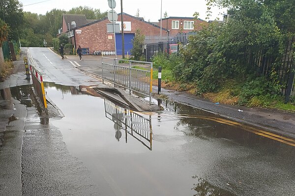 Flooding on Deansgate Lane after heavy rain