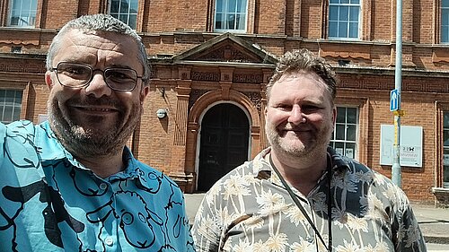 Tim Prater & Connor McConville outside 2 Grace Hill
