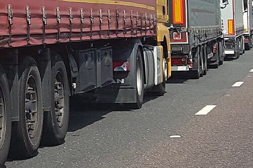 Lorries queuing / traffic jam