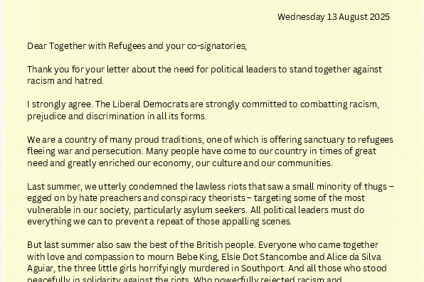 Letter from Ed Davey to charities
