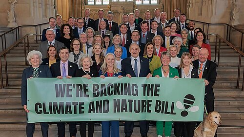 MPs holding Climate and Nature Bill Banner in Parliament