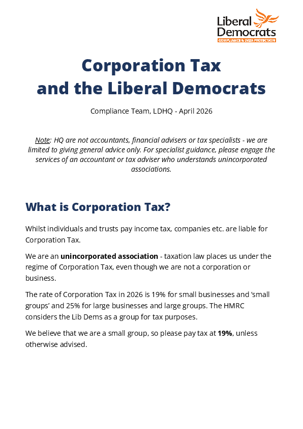 Corporation Tax for the Lib Dems