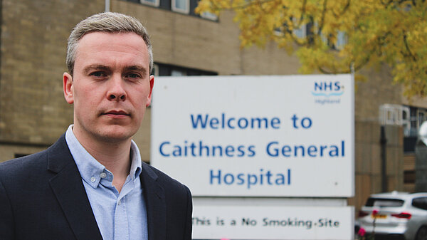 David Outside Caithness General Hospital