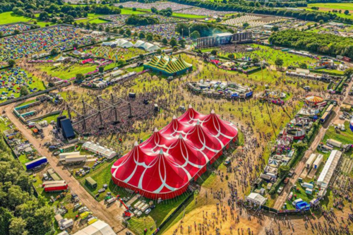 Aerial view of Creamfields festival