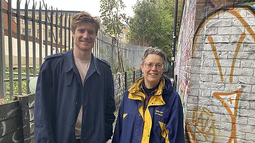 Janet and Patrick on Billy Fury way
