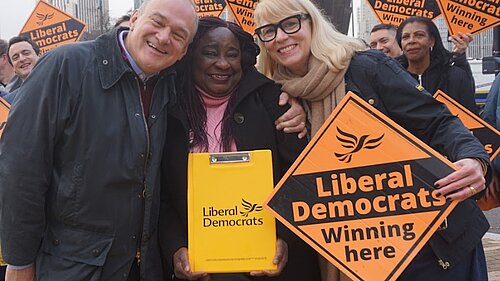 Ed Davey, Tina Valcarcel and Donna Harris