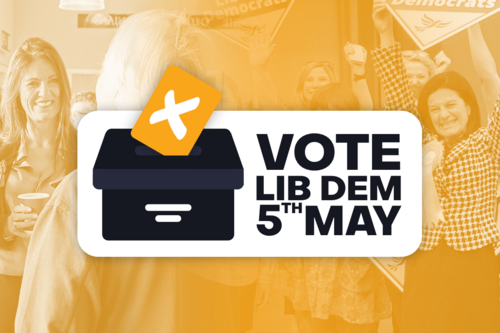 A "vote Lib Dem" banner.